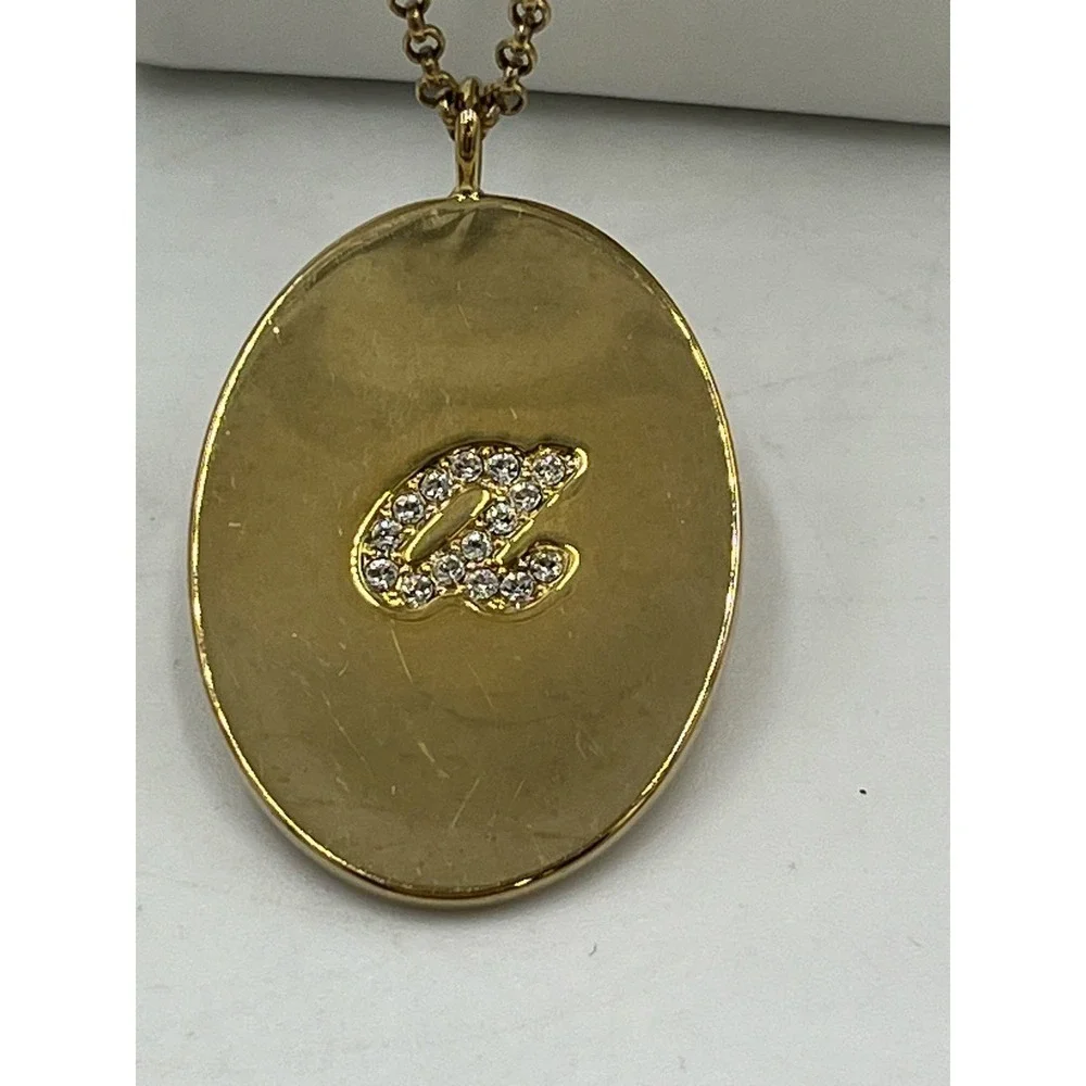Kate Spade Oval Pave Script “A”One In A Million Pendant ‎ Gold Tone Necklace